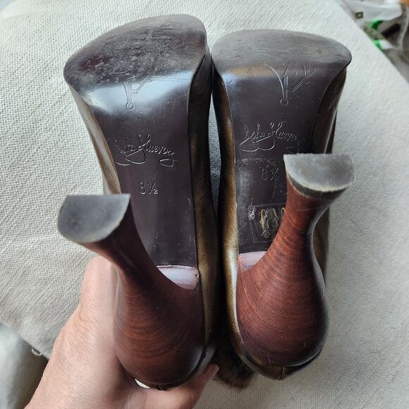 John Fluevog Fox Olive Green Fur Booties - Picture 10 of 15